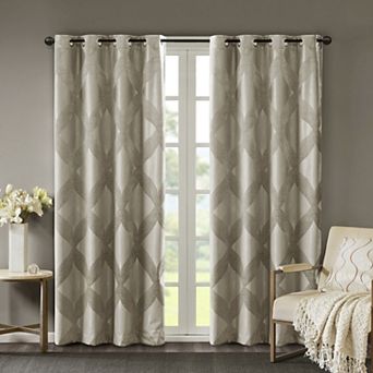 Madison Park Abel Ogee Knitted Jacquard 100% Blackout 1 Window Curtain Panel