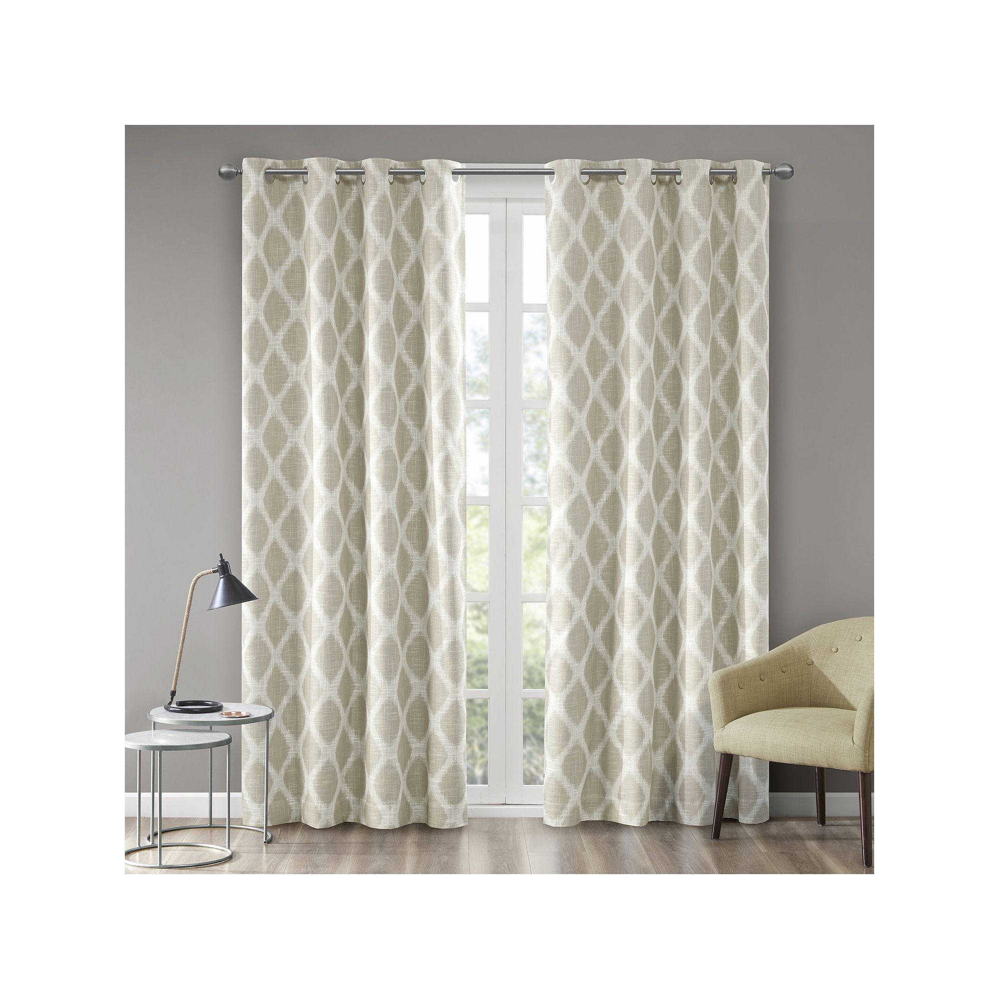 Madison Park Blackout 1-Panel Kagen Printed Ikat Window Curtain, Brown
