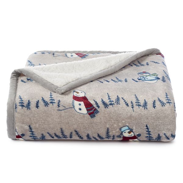 Cuddl Duds Printed Plush Sherpa Fleece Throw