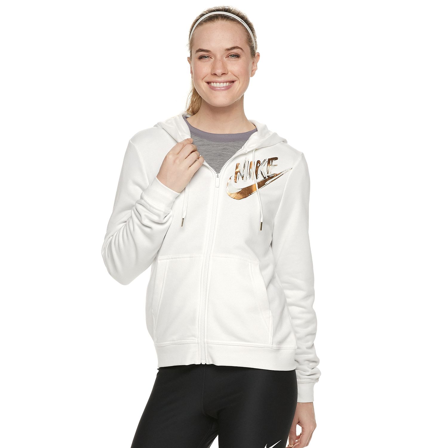 nike metallic full zip hoodie ladies