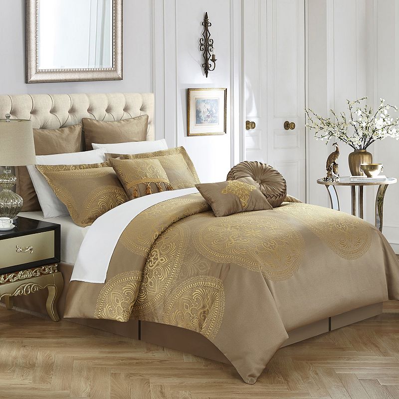 Chic Home Orchard Place 9-piece Comforter Set, Gold, King