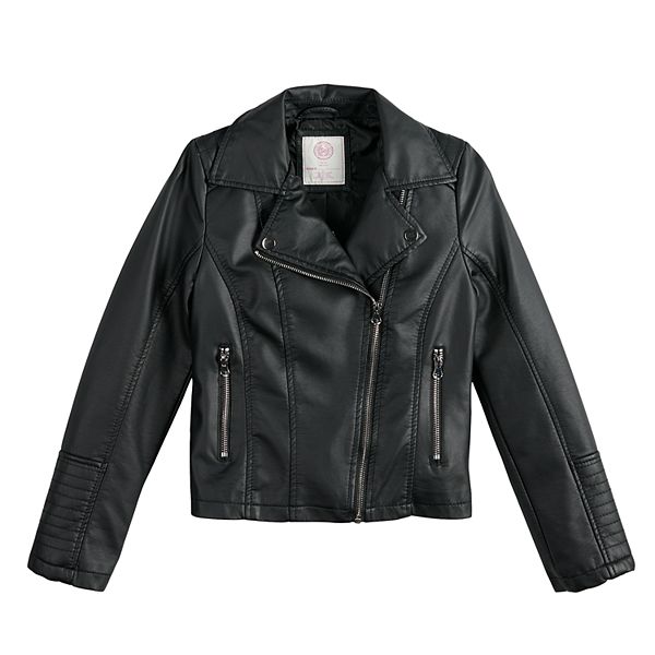 Girls 4-16 SO® Faux-Leather Lightweight Moto Jacket