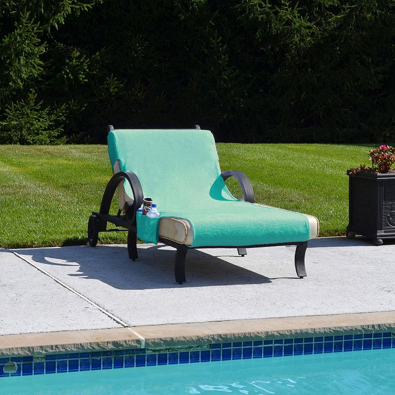 Linum Home Textiles CL45-SWP Standard Size Chaise Lounge Cover with Side Pockets - Aqua