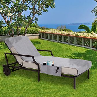 Linum Home Textiles Standard Size Chaise Lounge Cover with Side Pockets
