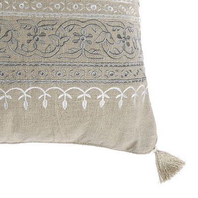Levtex Reno Embroidered Burlap Throw Pillow