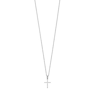 10k White Gold 1/10 Carat T.W. Diamond Cross Pendant Necklace