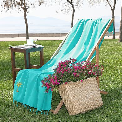 Linum Home Textiles Summer Fun Breezy Palm Tree Pestemal Beach Towel 