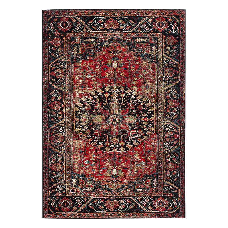 Safavieh Vintage Hamadan Thoros Framed Medallion Rug, Red, 6.5X9 Ft