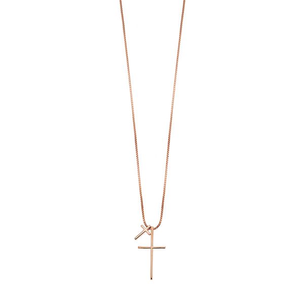 Sterling Silver Double Cross Pendant Necklace