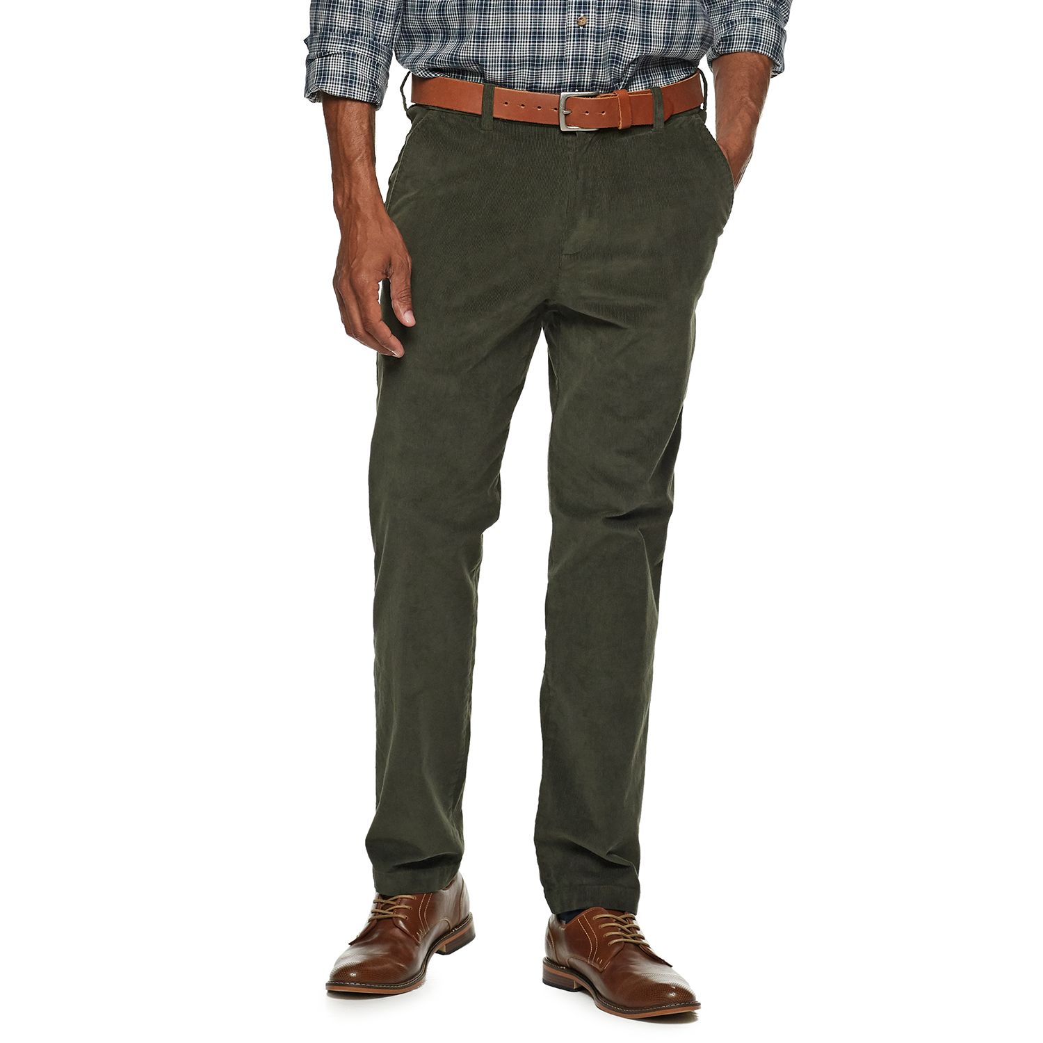 Classic-Fit Stretch Flat Front Corduroy 