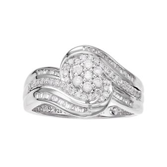 10k White Gold 1/2 Carat T.W. Cluster Diamond Ring