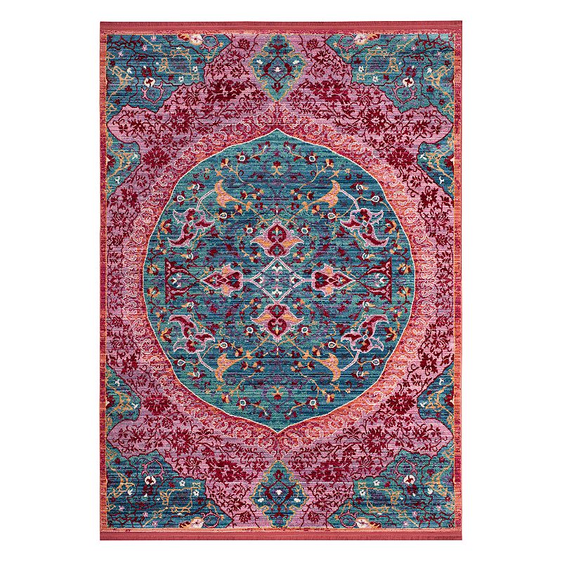 Safavieh Sutton Hallam Framed Floral Rug, Blue, 5X7 Ft