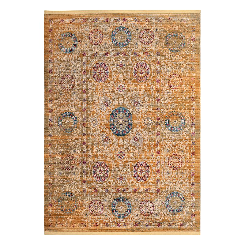 Safavieh Sutton Kingly Framed Floral Rug, Gold, 5X7 Ft