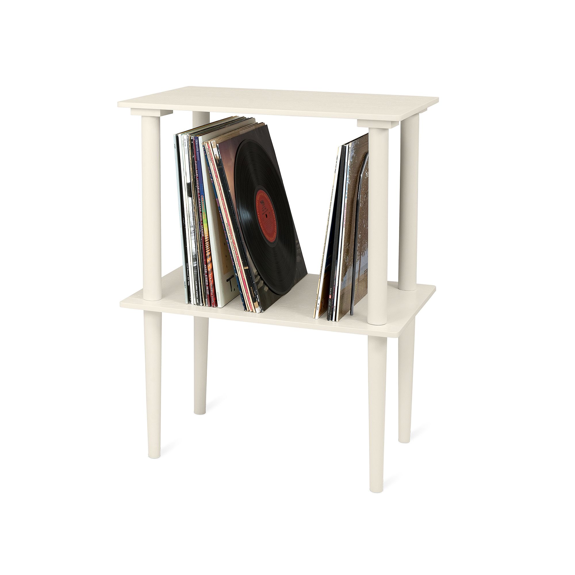 Victrola Wooden Stand with Record Holder, White
