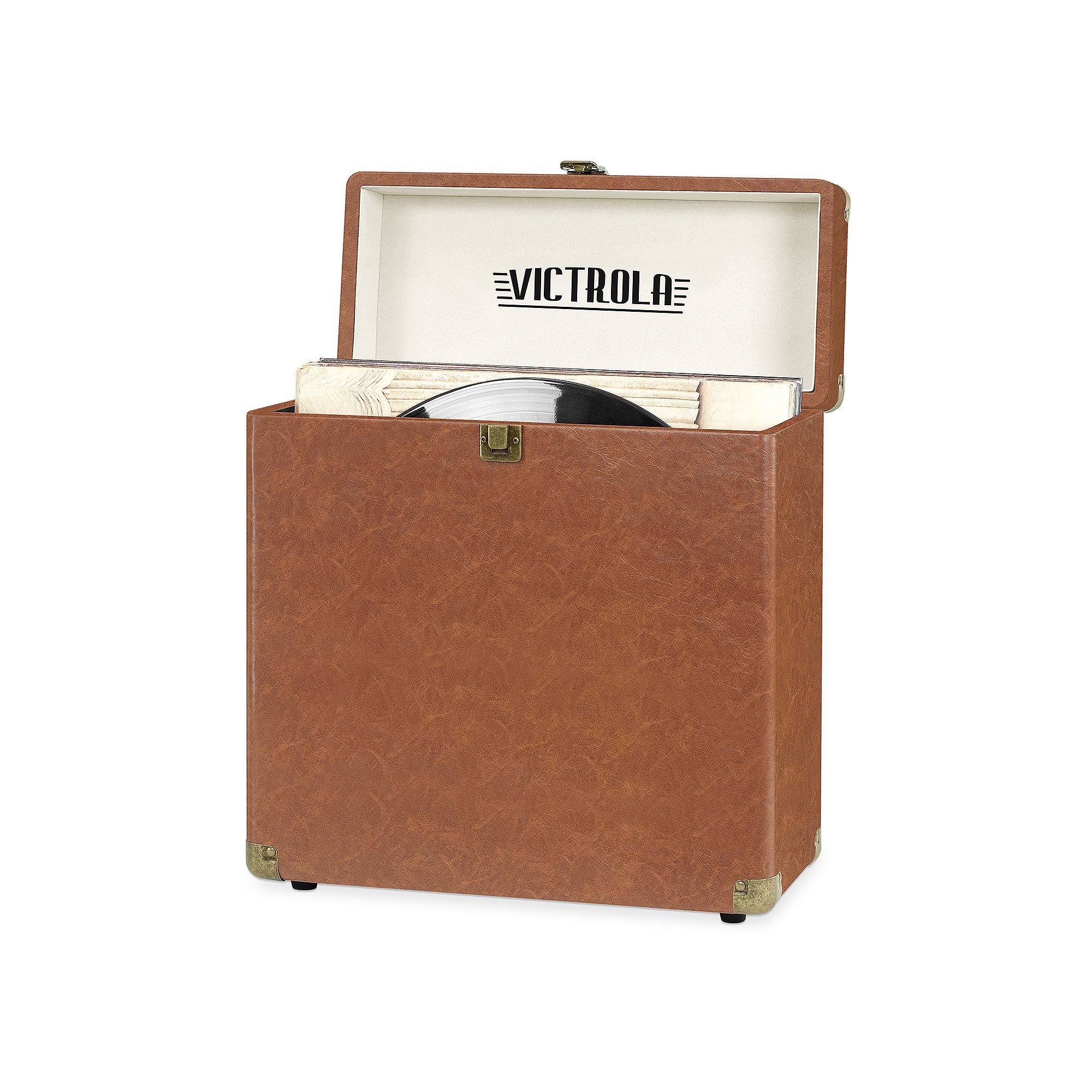 Victrola Collector Storage Case for Vinyl Turntable Records, Brown