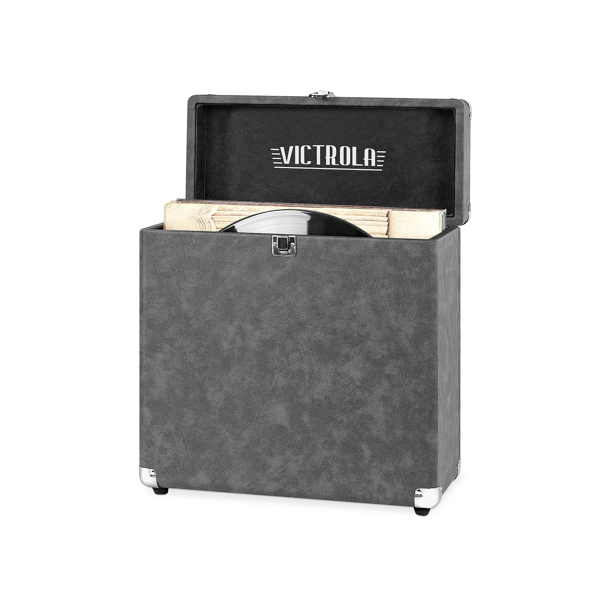 Victrola Collector Storage Case for Vinyl Turntable Records, Gray