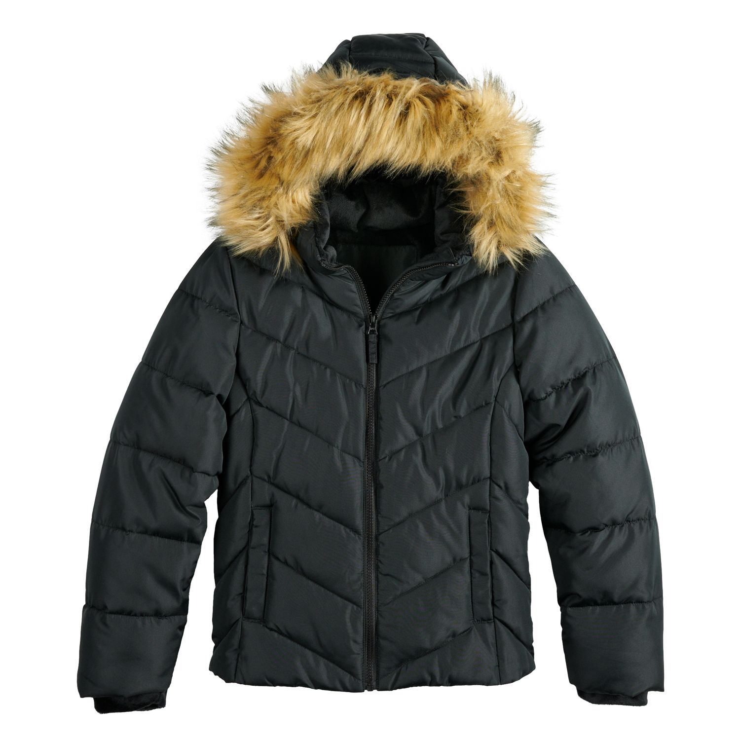 girls puffer jacket with fur