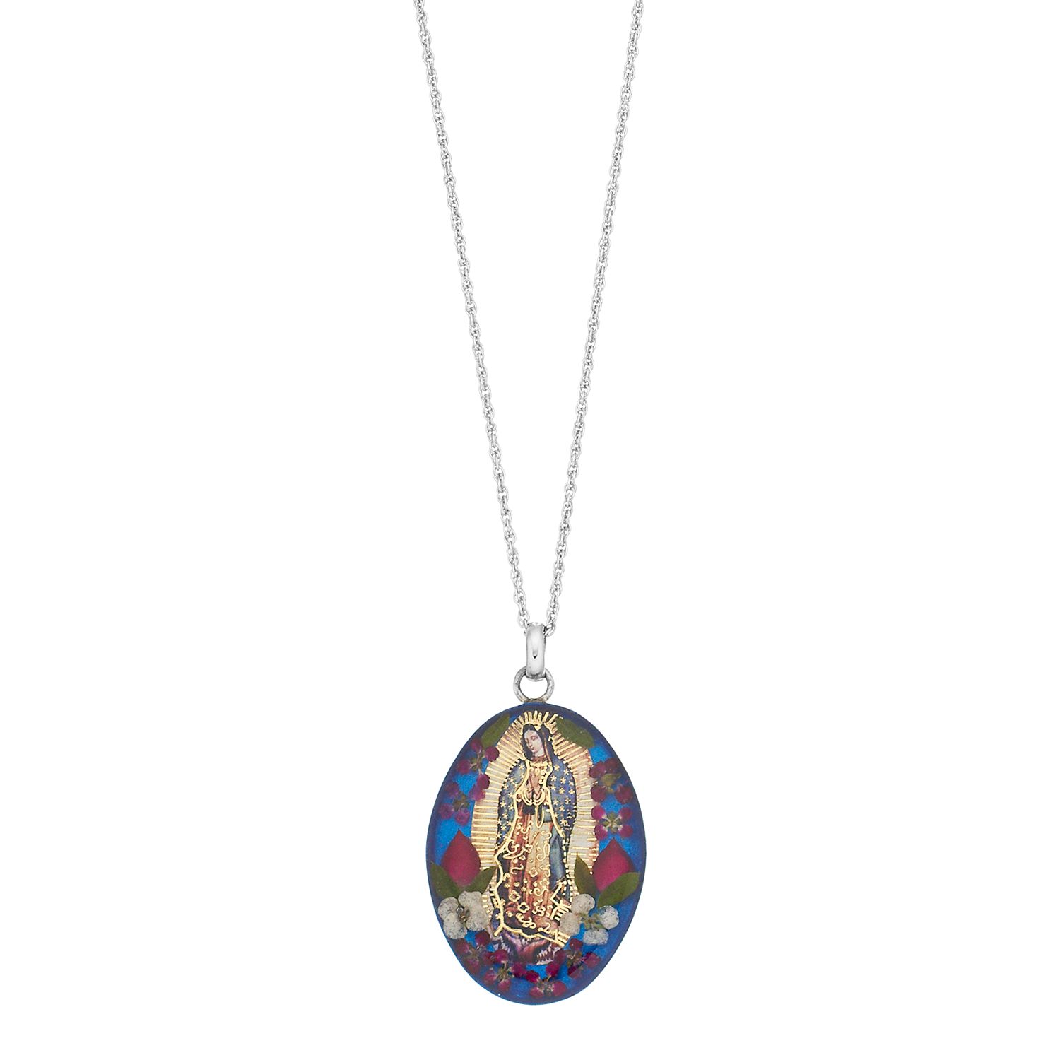 silver mary pendant