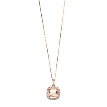 Argento Bella 14k Rose Gold Over Silver Simulated Morganite Cushion Pendant Necklace