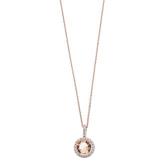 Argento Bella 14k Rose Gold Over Silver Simulated Morganite Halo Pendant Necklace