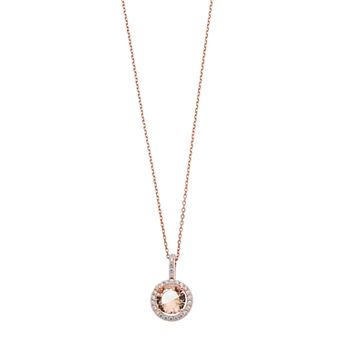 Argento Bella 14k Rose Gold Over Silver Simulated Morganite Halo Pendant Necklace