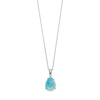 Nautica Rocks Sterling Silver Larimar Teardrop Pendant Necklace