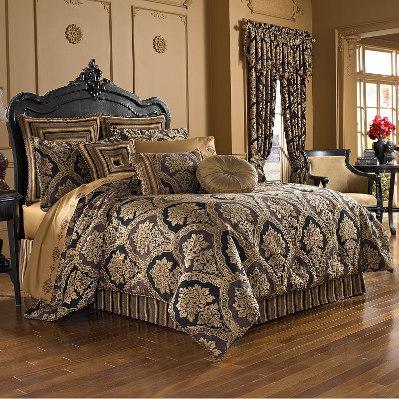 Five Queens Court Reilly 4-piece Comforter Set, Black, King