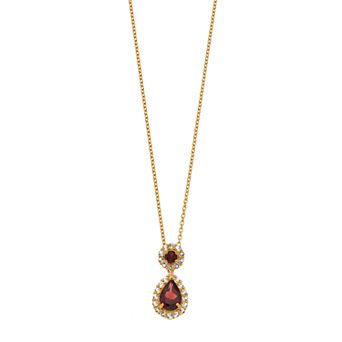 Argento Bella 14k Gold Over Silver Garnet & White Topaz Teardrop Pendant Necklace
