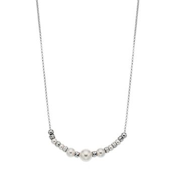 Argento Bella Sterling Silver Simulated Pearl Beaded Necklace