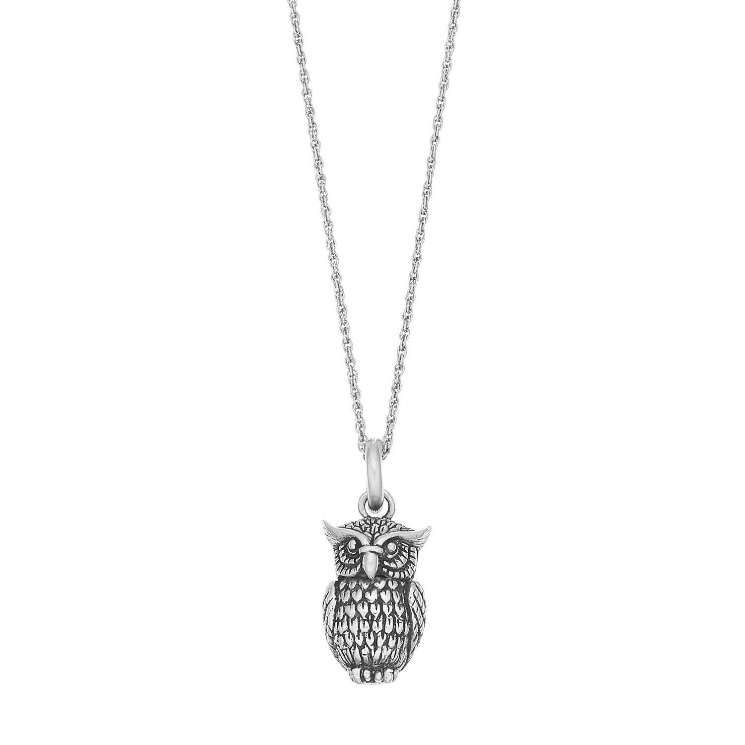 Sterling Silver Owl Pendant Necklace
