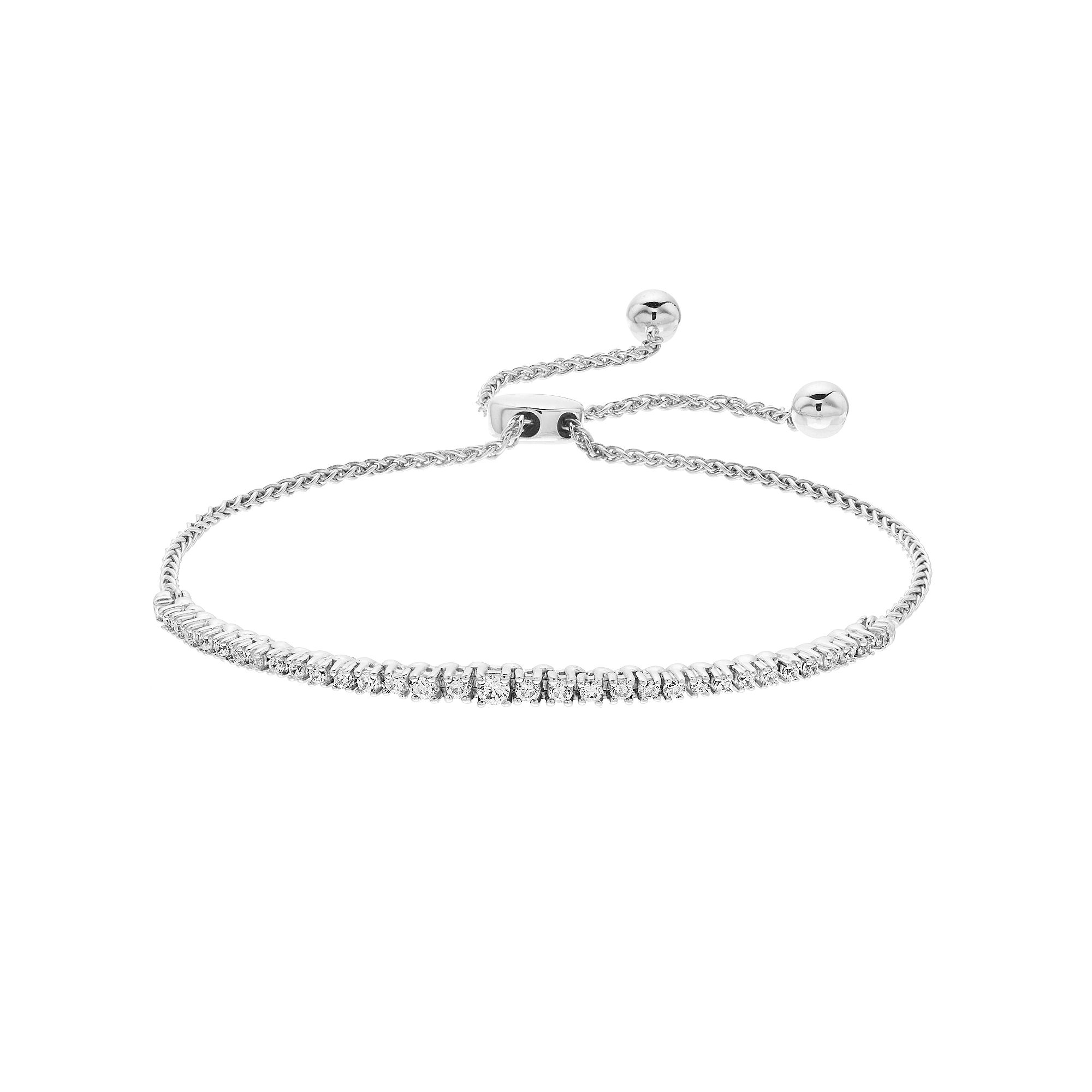 Sterling Silver 1/2 Carat T.W. Diamond Bolo Bracelet, Womens