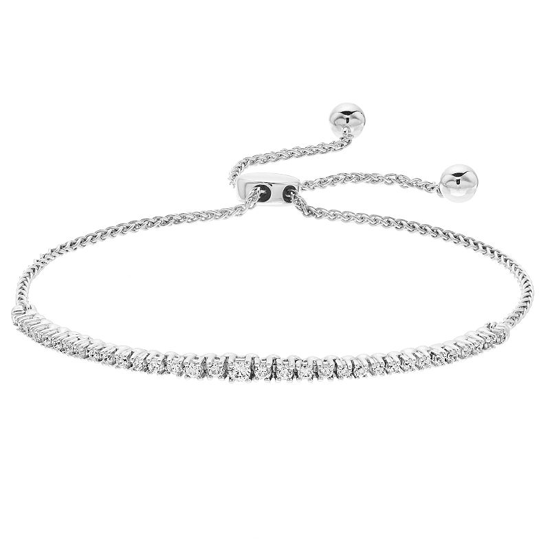 Sterling Silver 1/2 Carat T.W. Diamond Bolo Bracelet, Womens, White
