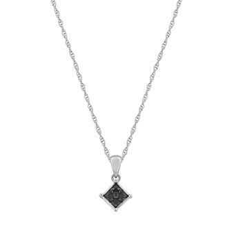 Celebration Gems 10k Gold 1/10 Carat T.W. Black Diamond Square Cluster Pendant