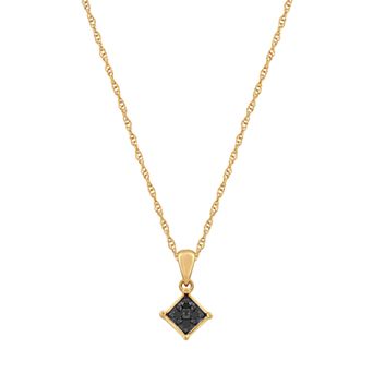 Celebration Gems 10k Gold 1/10 Carat T.W. Black Diamond Square Cluster Pendant