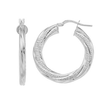 Argento Bella Sterling Silver Twisted Hoop Earrings