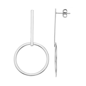 Argento Bella Sterling Silver Bar Hoop Drop Earrings