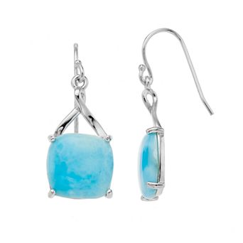 Nautica Rocks Sterling Silver Larimar Cabochon Drop Earrings