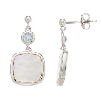 Nautica Rocks Sterling Silver Blue Topaz & Mother-of-Pearl Drop Earrings