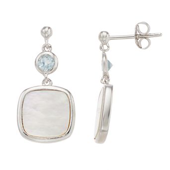 Nautica Rocks Sterling Silver Blue Topaz & Mother-of-Pearl Drop Earrings