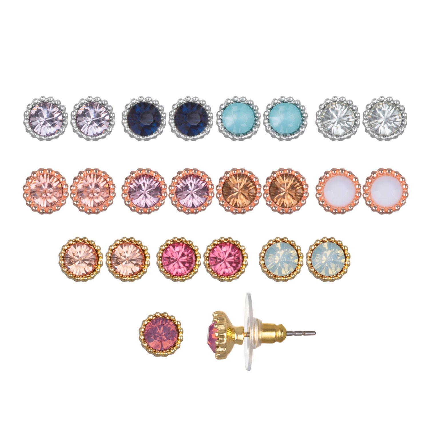Image for LC Lauren Conrad Tri Tone Simulated Stone Earring Set at Kohl's.
