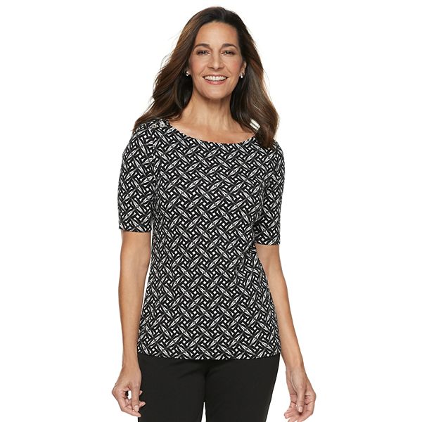 Petite Croft & Barrow® Button-Shoulder Boatneck Top