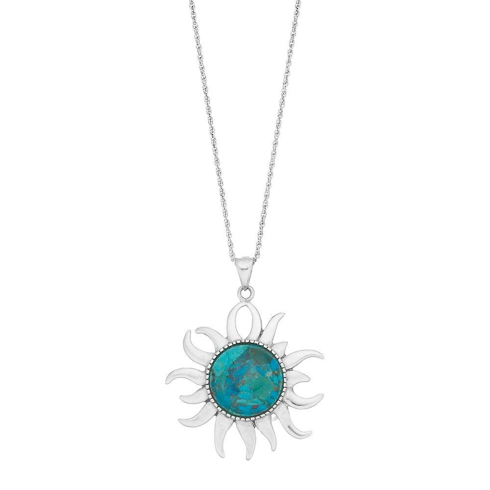 アクセサリー Turquoise Sun Plate silver925 necklace Amazon.com: Reaii Sun Necklace Natural Turquoise 925