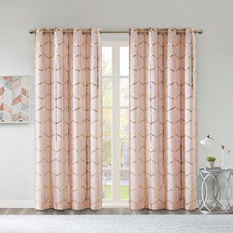 Intelligent Design 100% Blackout 1-Panel Khloe Metallic Grommet Window Curtain