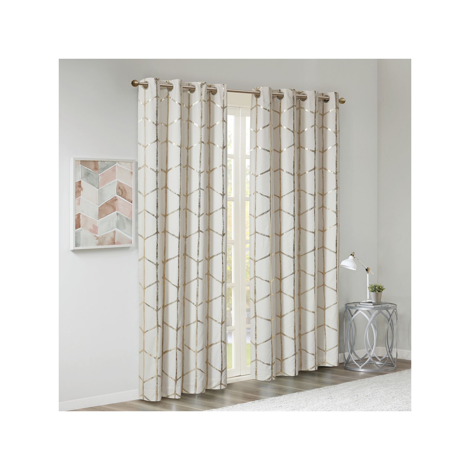Intelligent Design 100% Blackout 1-Panel Khloe Metallic Grommet Window Curt