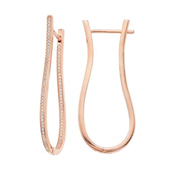 Argento Bella Sterling Silver Cubic Zirconia Door Knocker Earrings