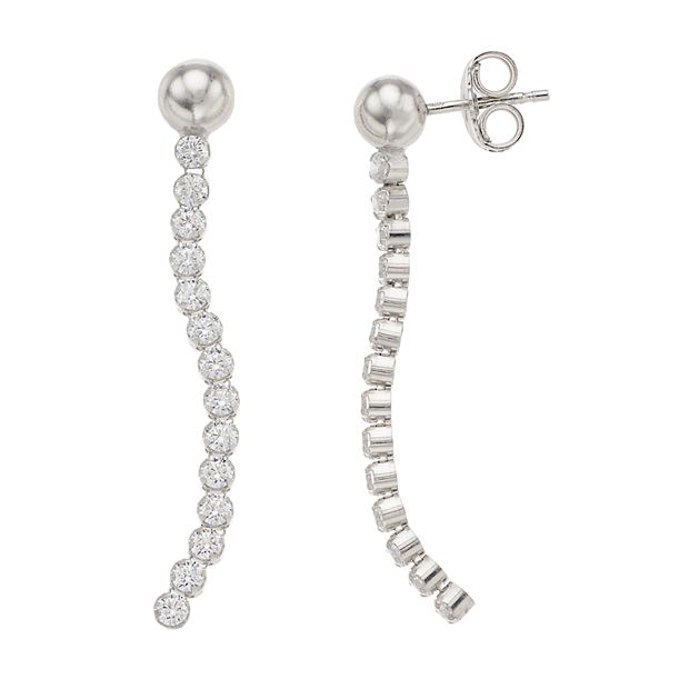 Silver cubic deals zirconia drop earrings