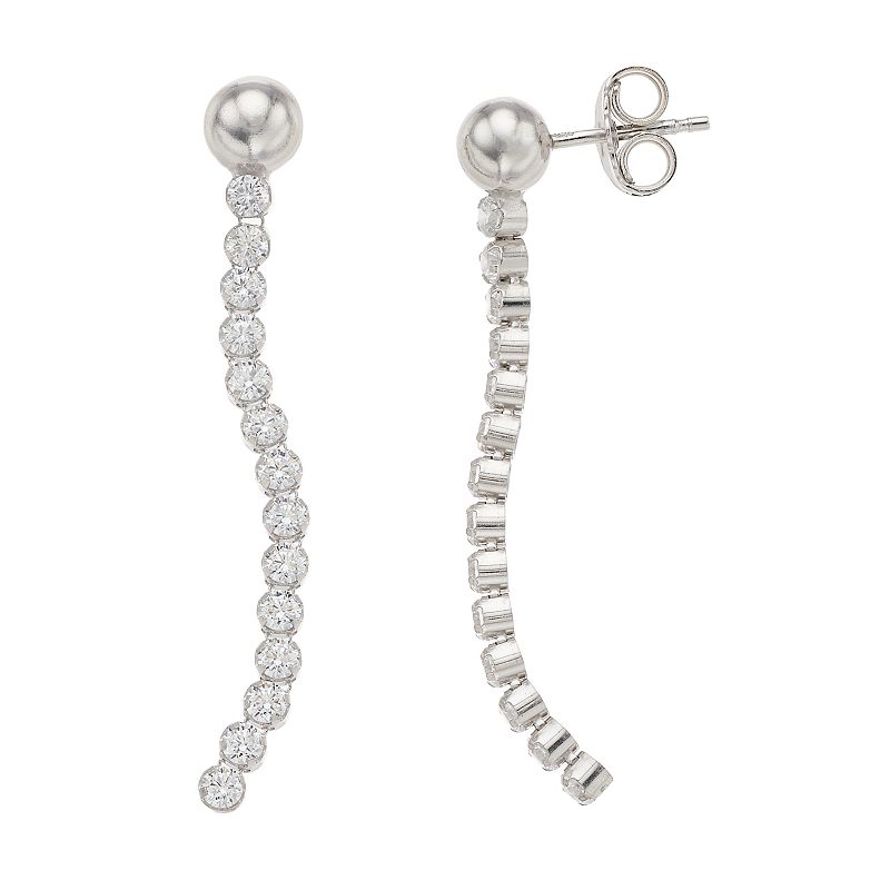Sterling Silver Cubic Zirconia Dangle Drop Earrings, Womens, White