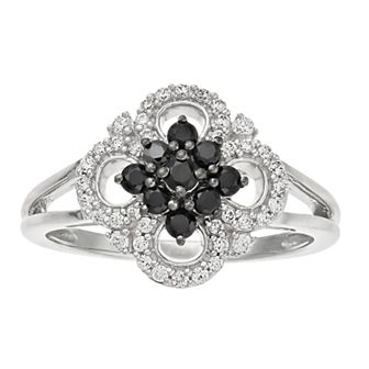 Sterling Silver Clover 1/2 Carat T.W. Diamond Ring