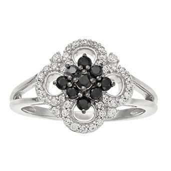 Sterling Silver Clover 1/2 Carat T.W. Diamond Ring