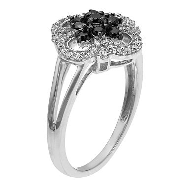 Sterling Silver Clover 1/2 Carat T.W. Diamond Ring
